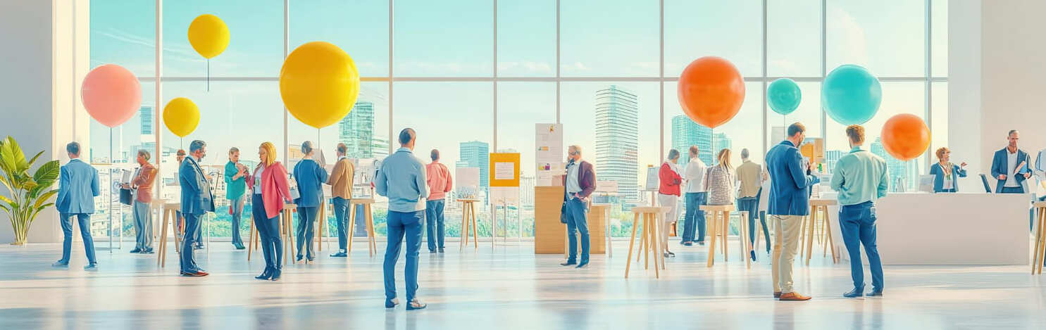 Networking professionnel à Lausanne : entrepreneurs réunis dans un espace lumineux pour un événement business