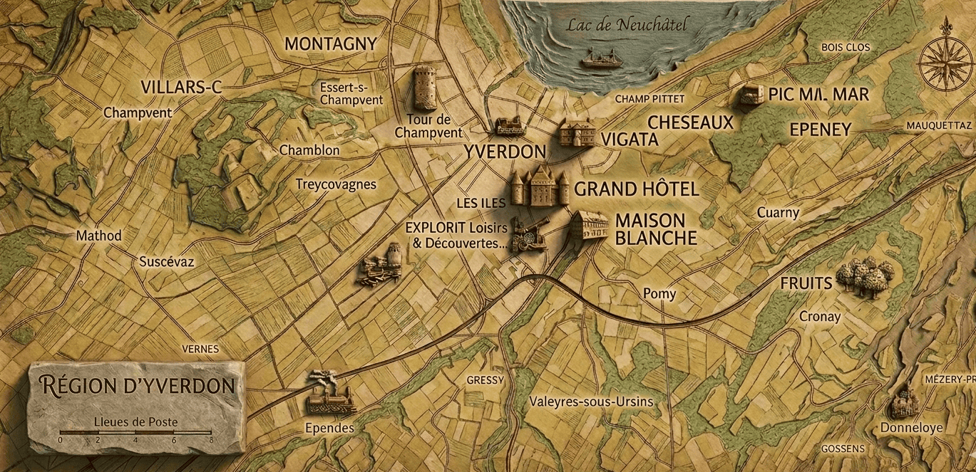 Carte de la region d Yverdon-les-Bains et du Nord Vaudois